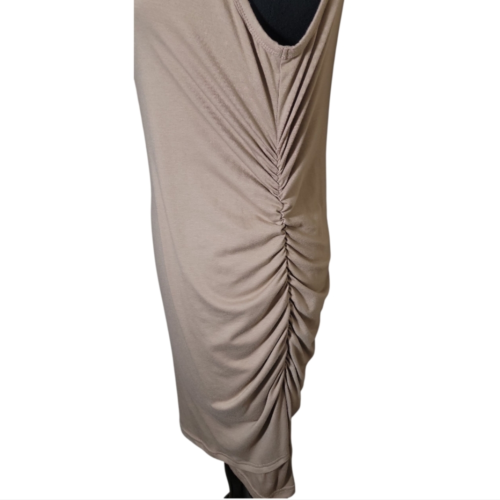 FIRM PRICE Shein tan sleeveless crew neck ruched side dress size XL - Picture 5 of 9